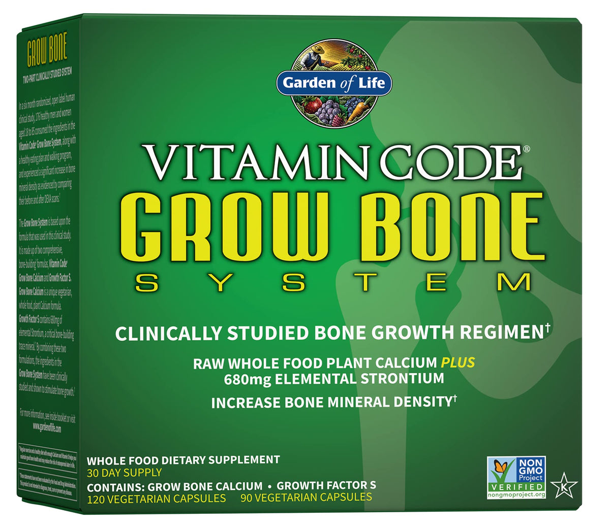 Grow Bone de Garden of Life, calcio de algas crudo para soporte óseo