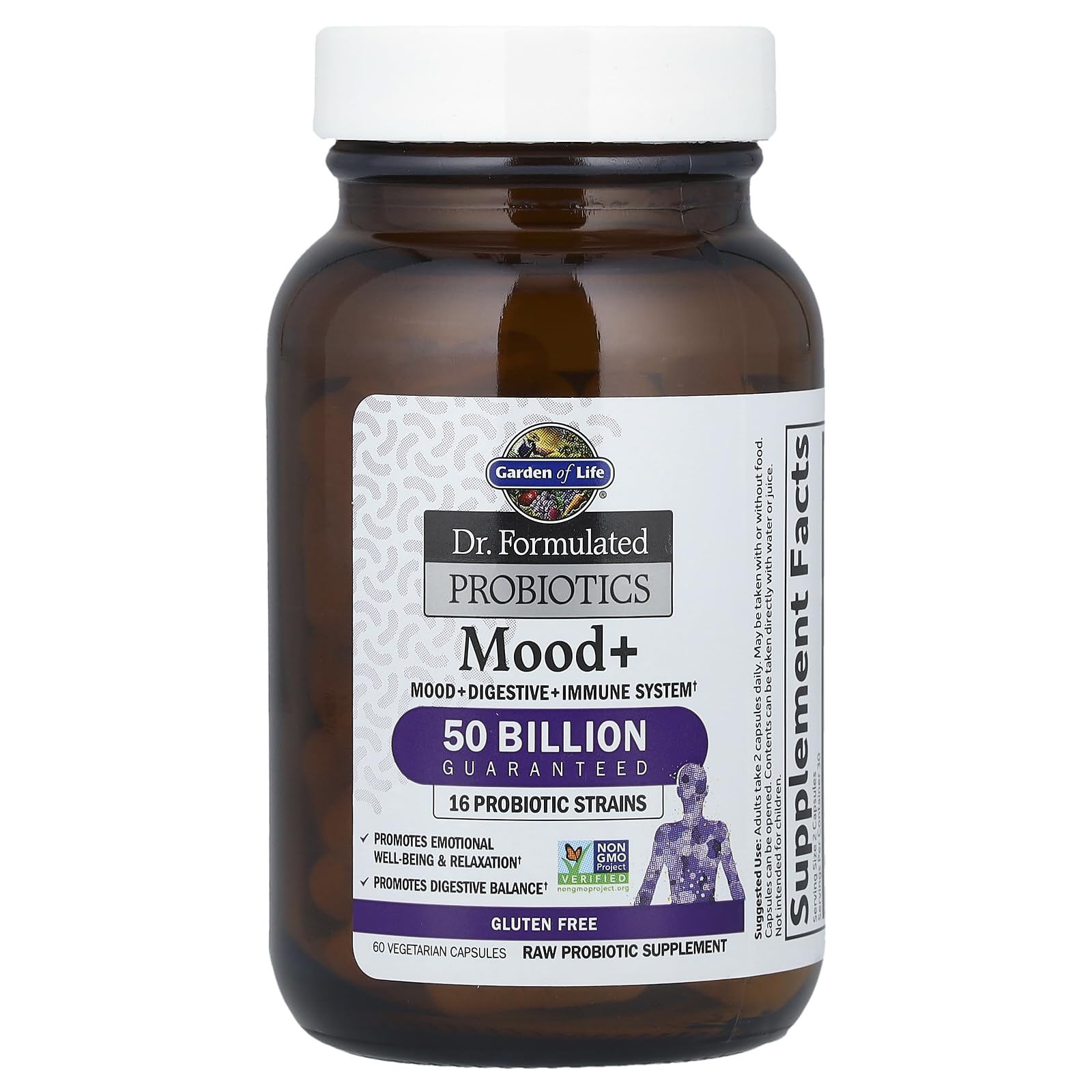 Etiqueta de Mood+ de Garden of Life, información de ingredientes clave