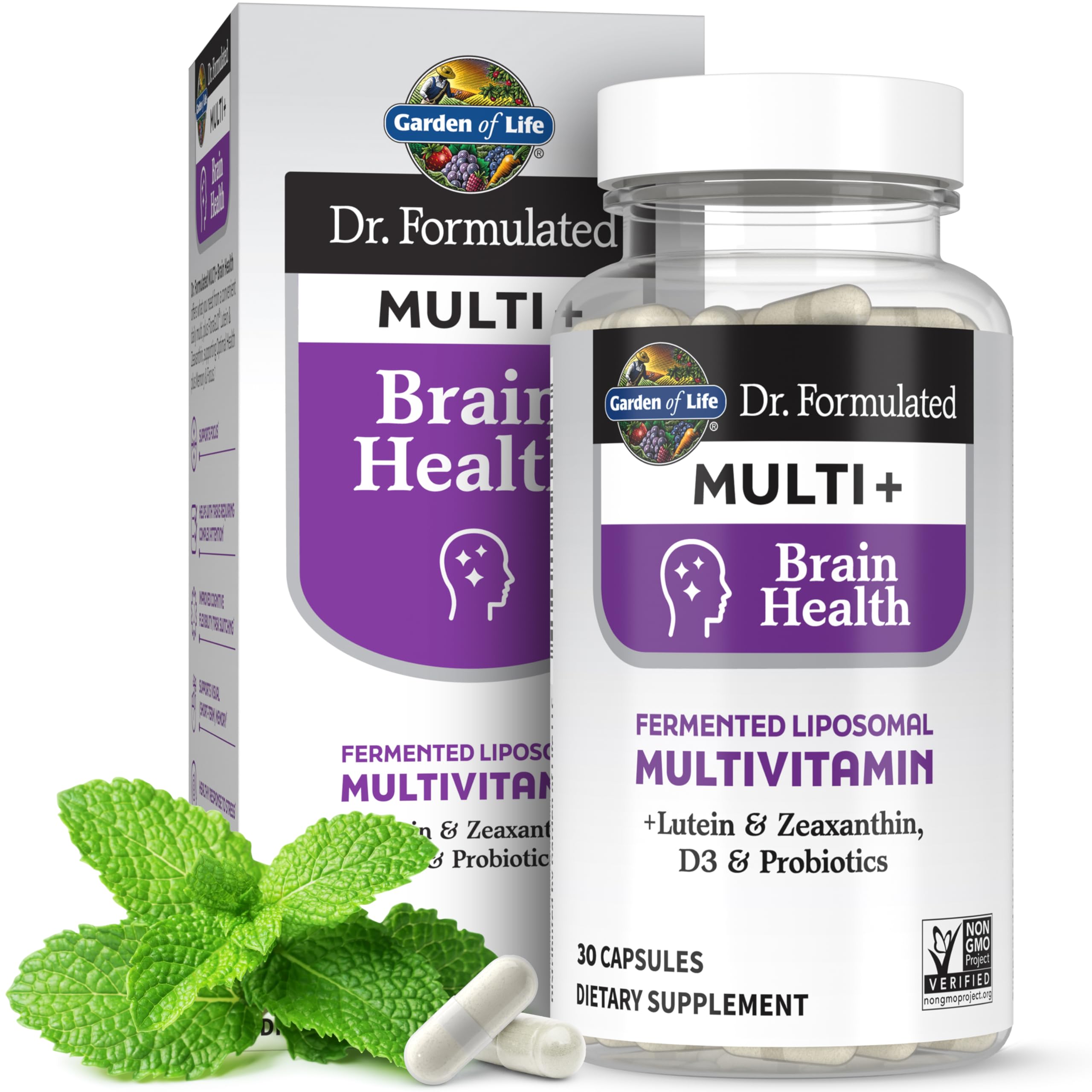Garden of Life Multi+ Brain Health: cápsulas para claridad mental diaria.