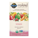 Garden of Life Mykind Organics: bote de vitaminas para mujer, apoyo a energía y bienestar diario.