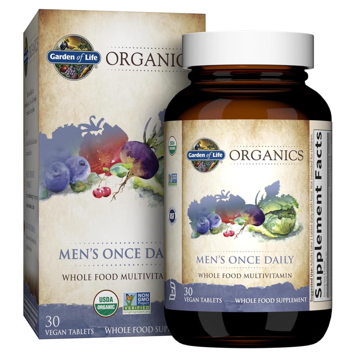 Garden of Life Once Daily Multivitamin para Hombres, tableta, apoyo a la energía diaria.