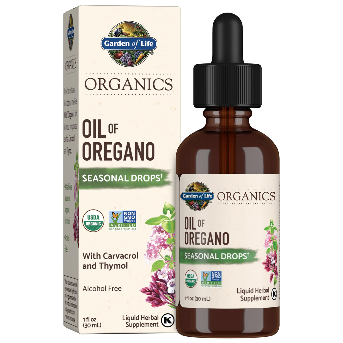Garden of Life Organics aceite de orégano gotas, botella 30 ml: apoyo al bienestar estacional