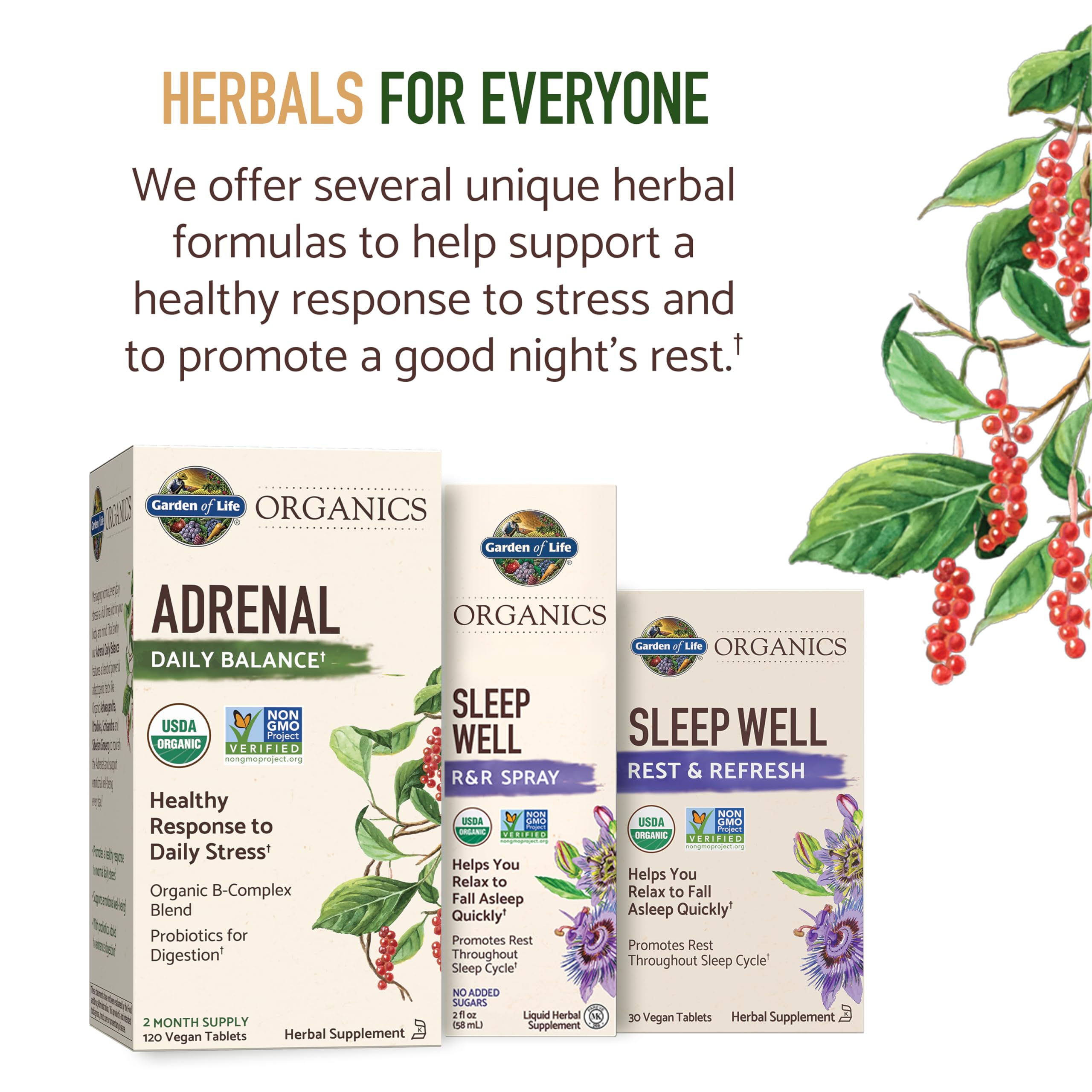 Garden of Life Sleep Well certificaciones orgánicas y sin gluten