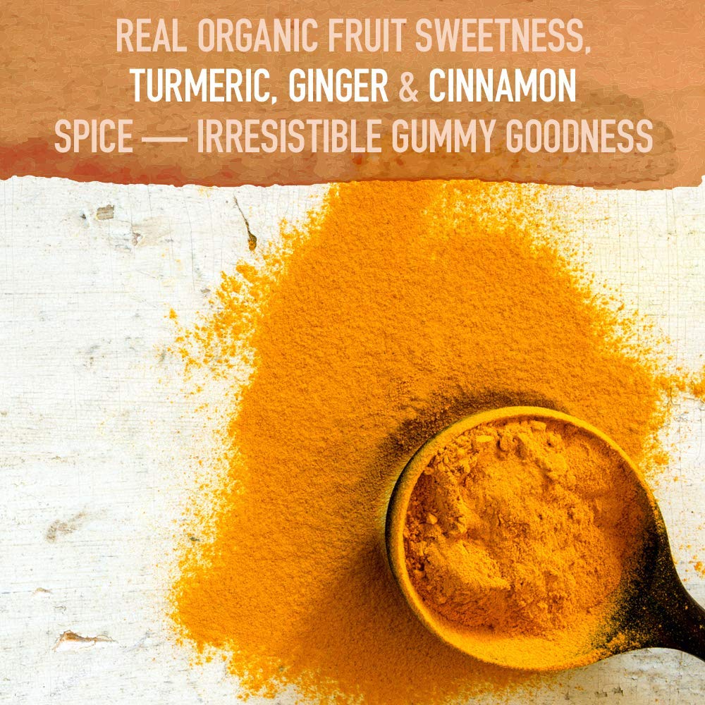 Garden of Life Organics gomitas con 50 mg de curcumina para apoyo diario.