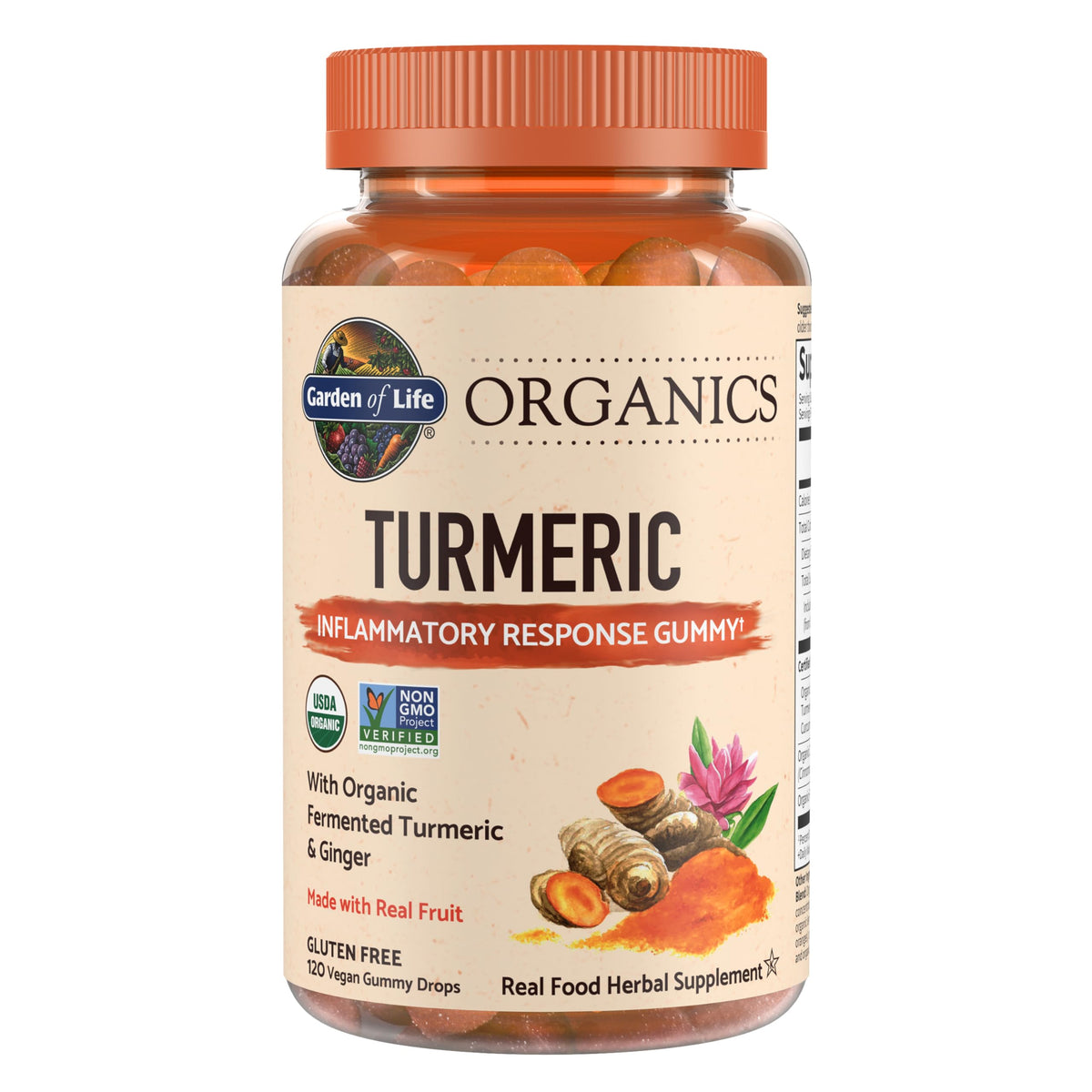 Garden of Life Organics gomitas de curcuma con fruta real para toda la familia.