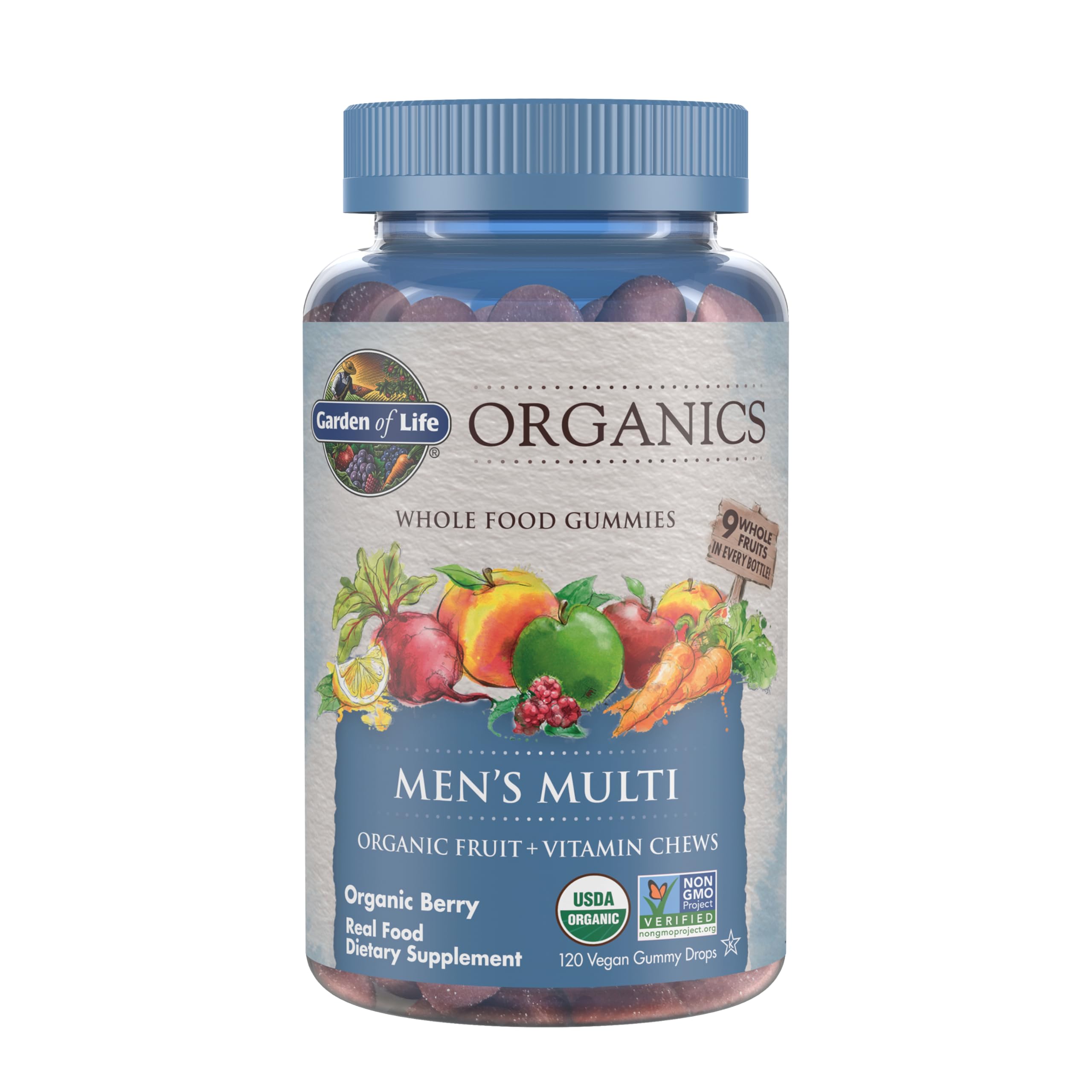 Garden of Life Gomitas Multi para Hombres sabor frutos rojos en botella