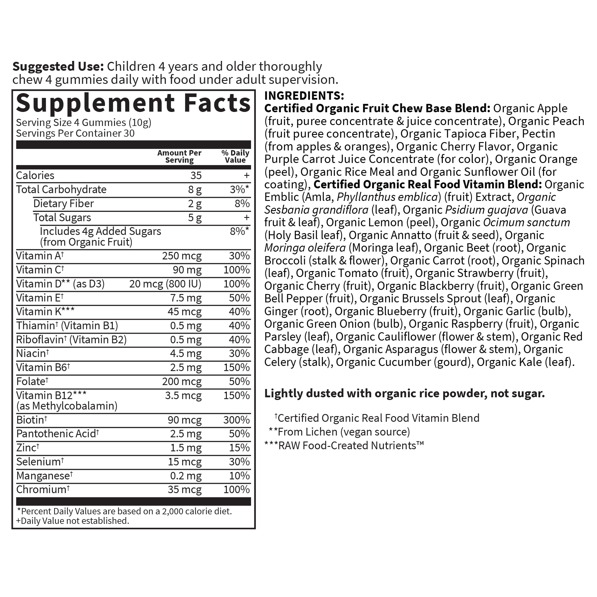 Garden of Life Organics Kids Multi Gummies, sin gluten, opción apta para dietas sensibles