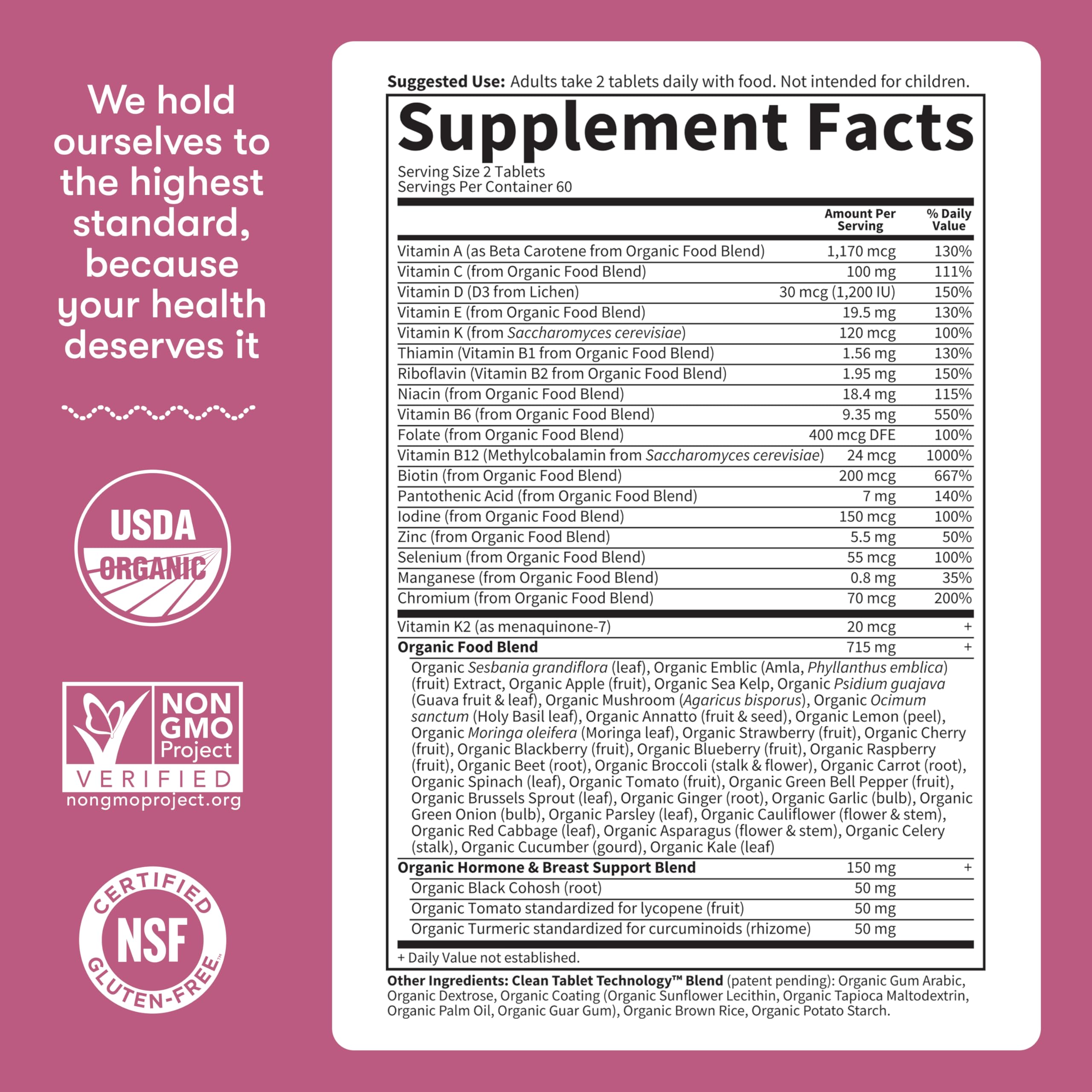 Garden of Life Organics Mujer 40+ apoyo hormonal con cohosh negro y cúrcuma