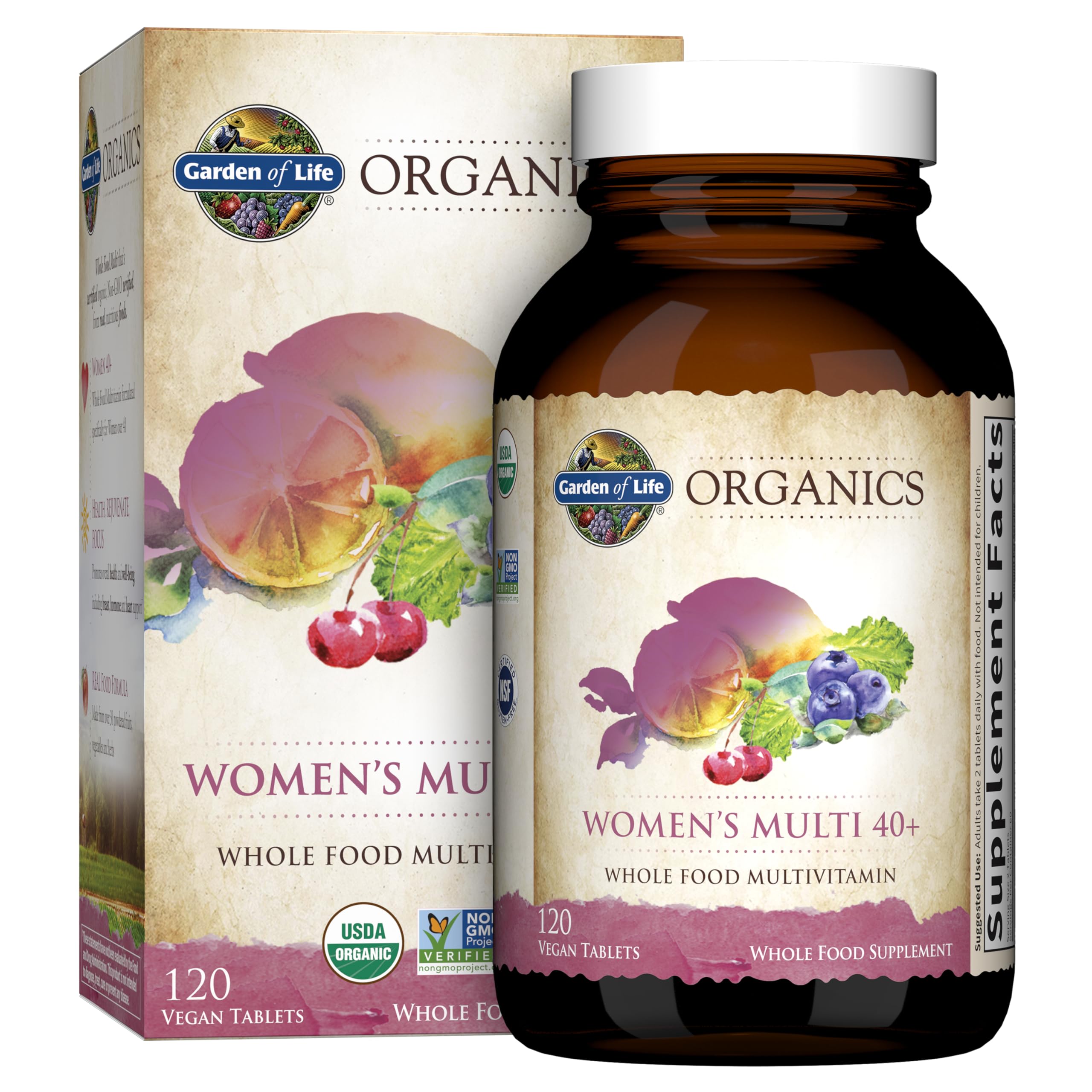 Garden of Life Organics Mujer 40+ frascos de vitaminas para energía diaria