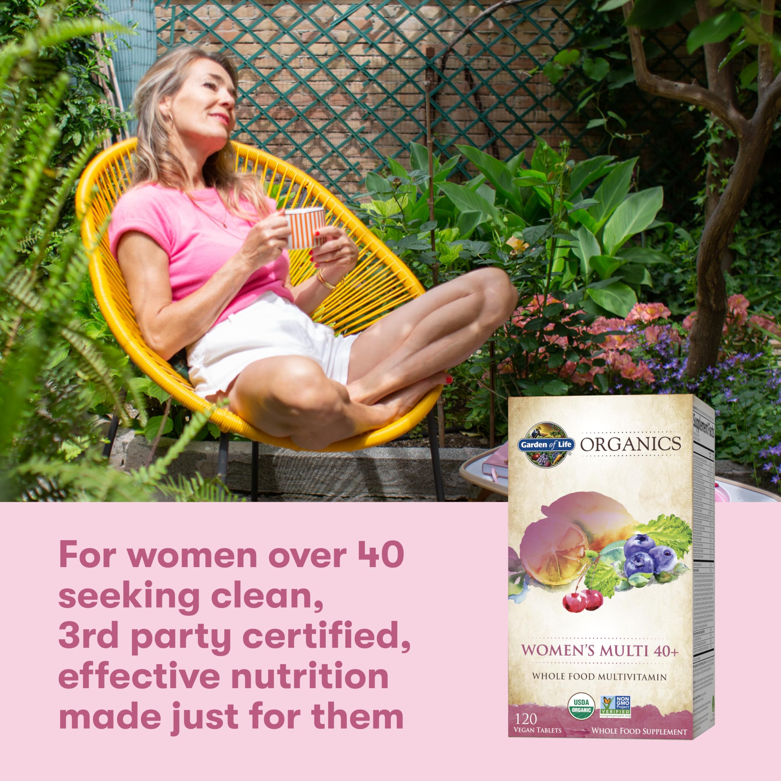 Garden of Life Organics Mujer 40+ vitaminas B12 para energía y metabolismo