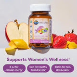 Garden of Life Organics Mujer, envase con etiqueta orgánica y certificaciones.