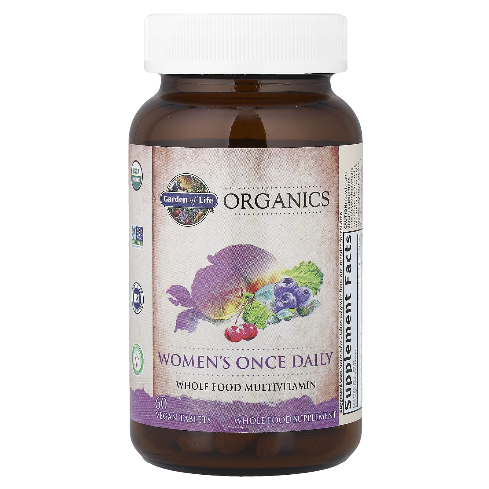 Garden of Life Organics Mujer, frasco de 60 tabletas para uso diario.