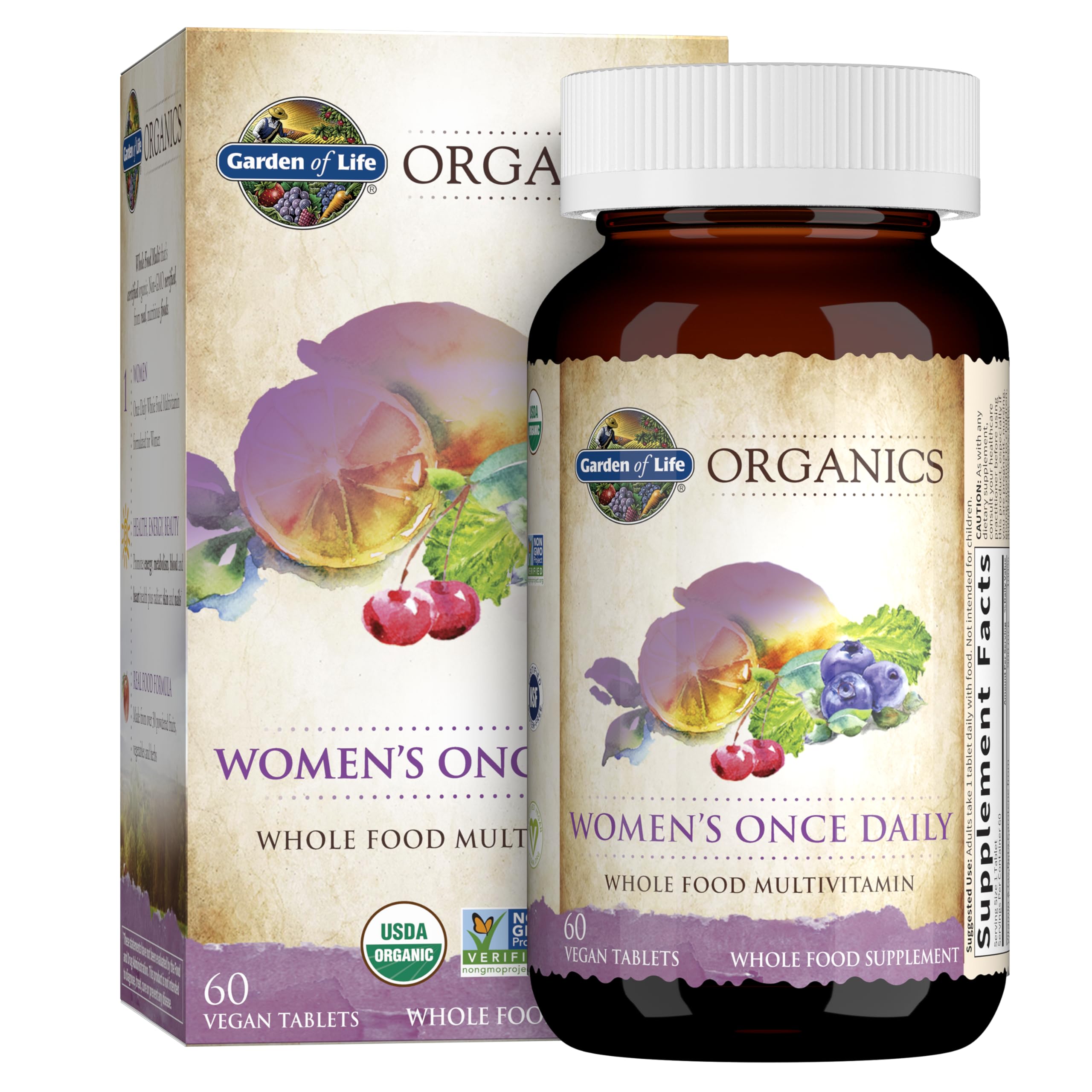Garden of Life Organics Mujer, tabletas diarias para energía constante.