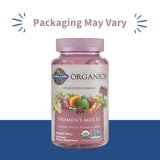 Garden of Life Organics Mujeres Gummies, etiqueta natural que resalta ingredientes orgánicos