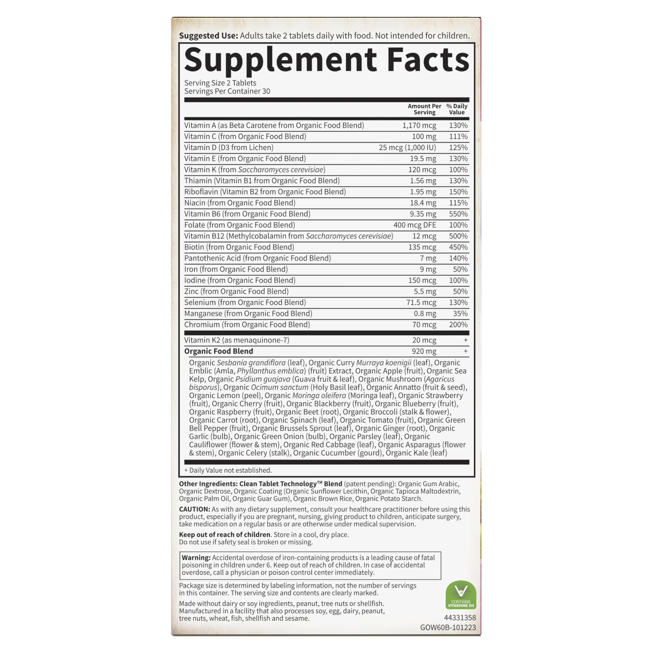 Garden of Life Organics Mujeres Multi: vitamina B12 y D3 para metabolismo y vitalidad.