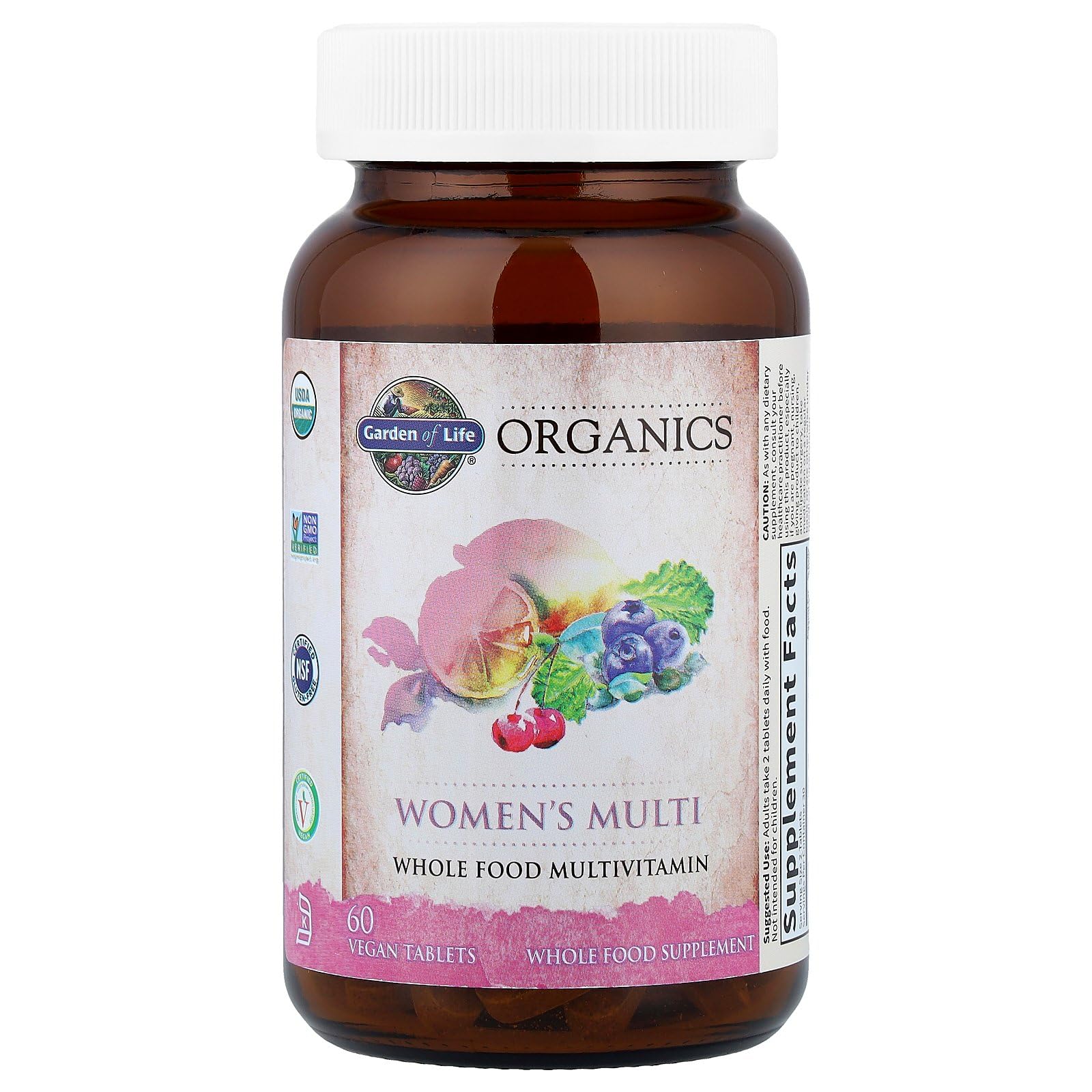 Garden of Life Organics Mujeres Multi: etiqueta orgánica certificada, pureza y origen natural.
