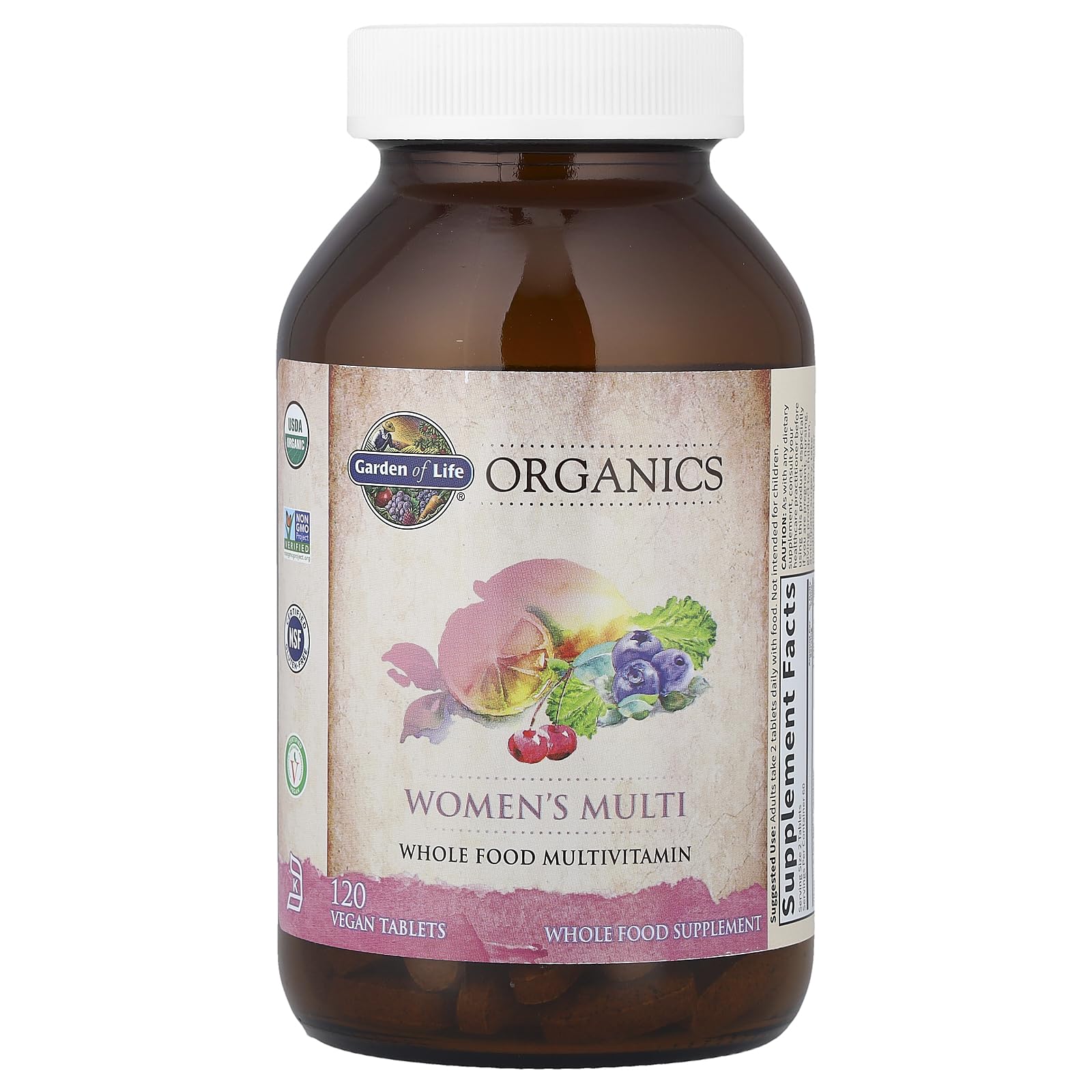 Garden of Life Organics Mujeres Multi, ingredientes orgánicos de frutas y verduras.