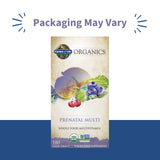 Garden of Life Organics Prenatal: etiqueta orgánica certificada visible.