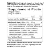 Garden of Life Primal Defense Ultra, etiqueta lateral, informa sobre cepas y uso recomendado.