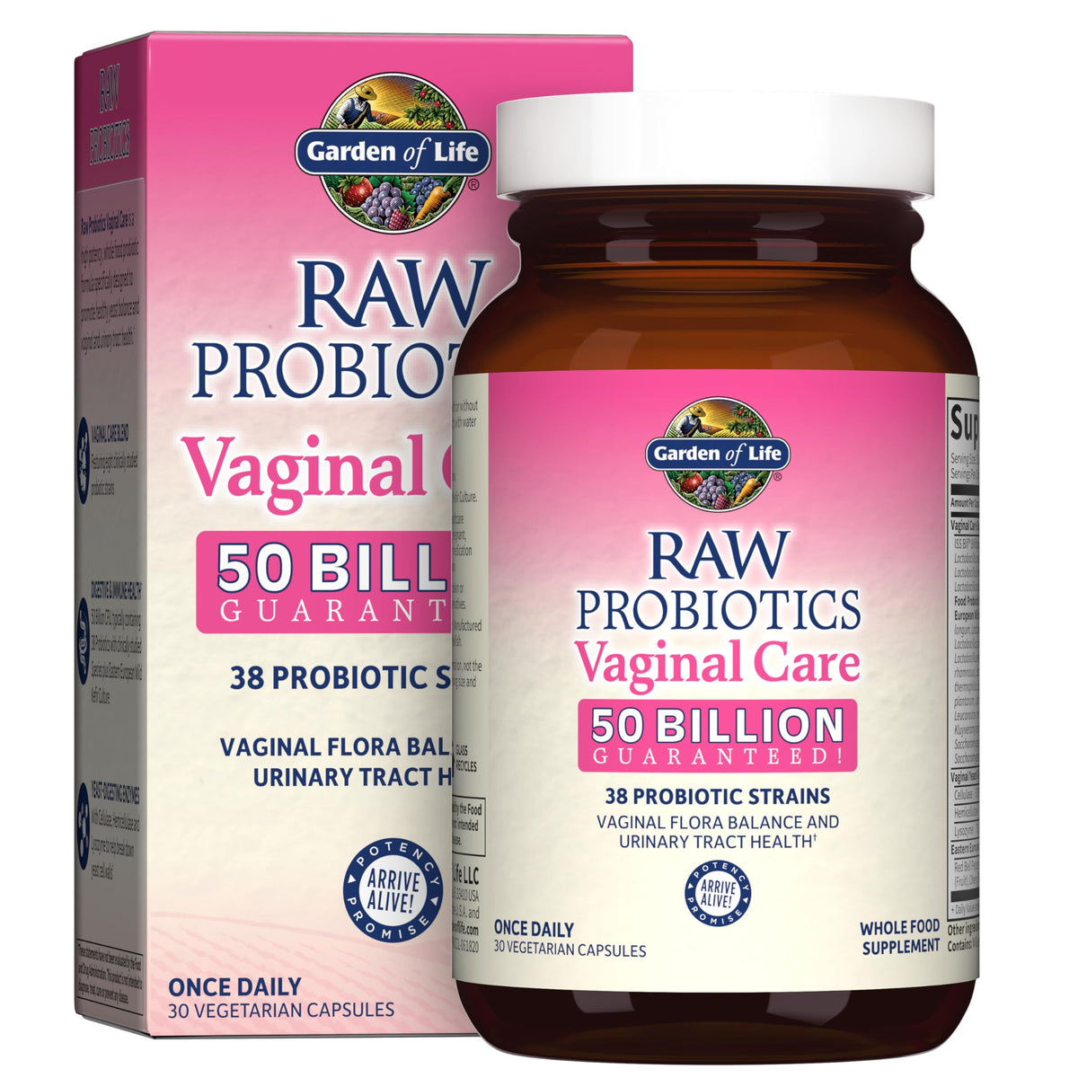 Garden of Life probióticos vaginales: botella con capsulas para equilibrio diario