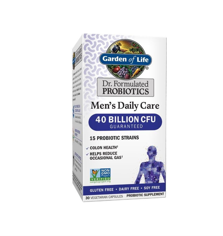 Cápsula vegetariana de Garden of Life Probiotics para Hombres, uso diario.