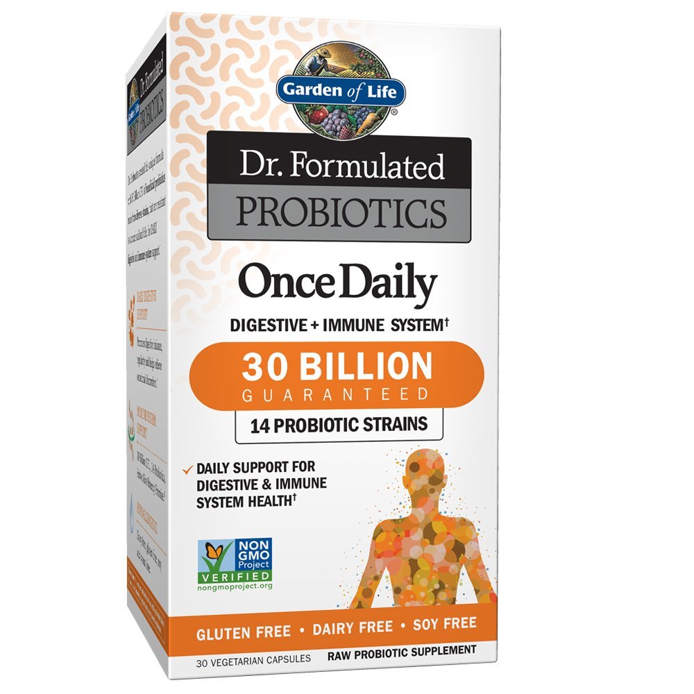Garden of Life Probiotics una dosis diaria en el bote para salud intestinal.