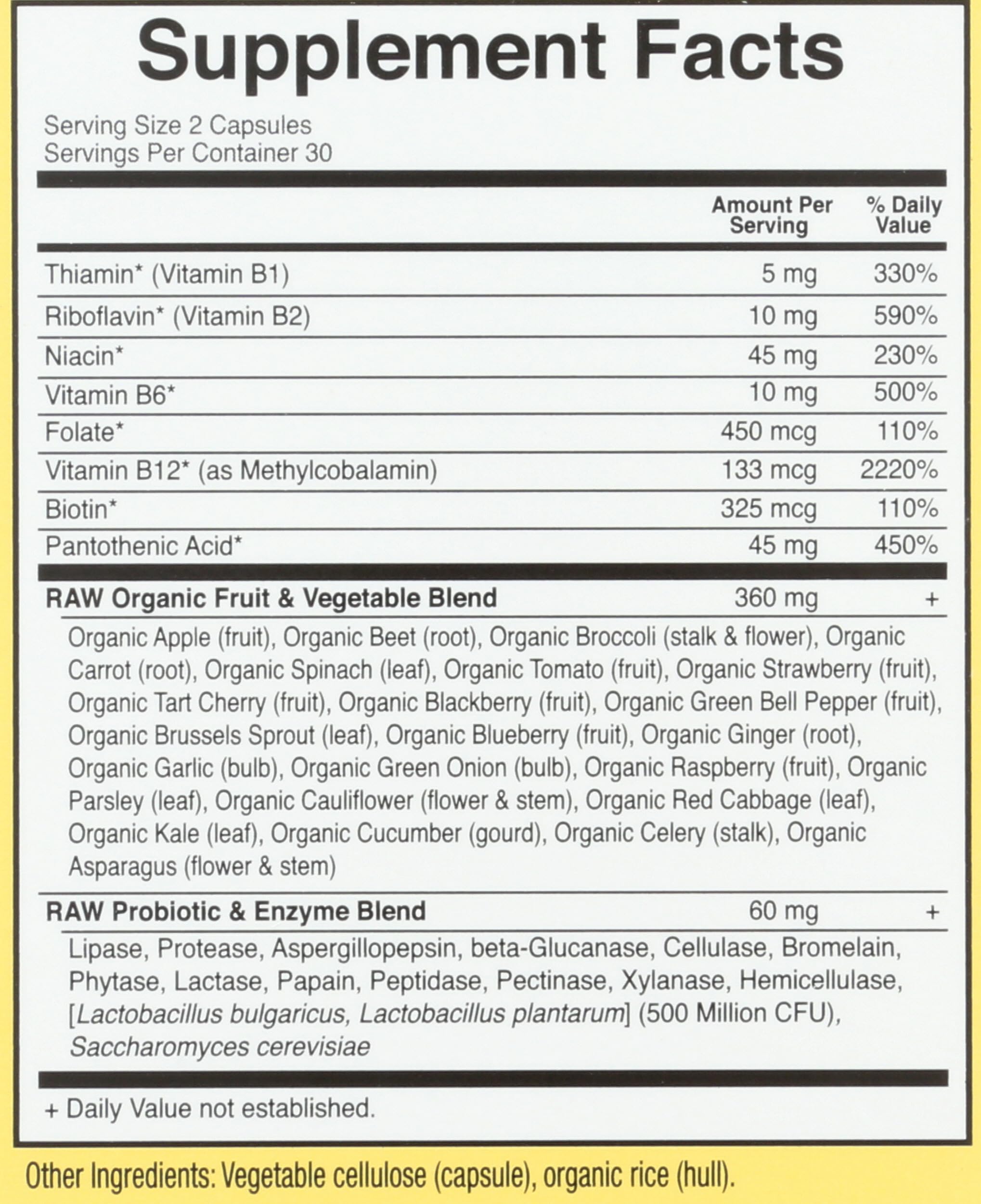 Garden of Life Raw B Complex, capsulas para uso diario