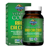 Garden of Life Raw Calcium, botella frontal, calcio vegetal para huesos fuertes.