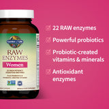 Garden of Life RAW Enzymes, sin gluten y vegetariano, ideal para dietas a base de plantas.