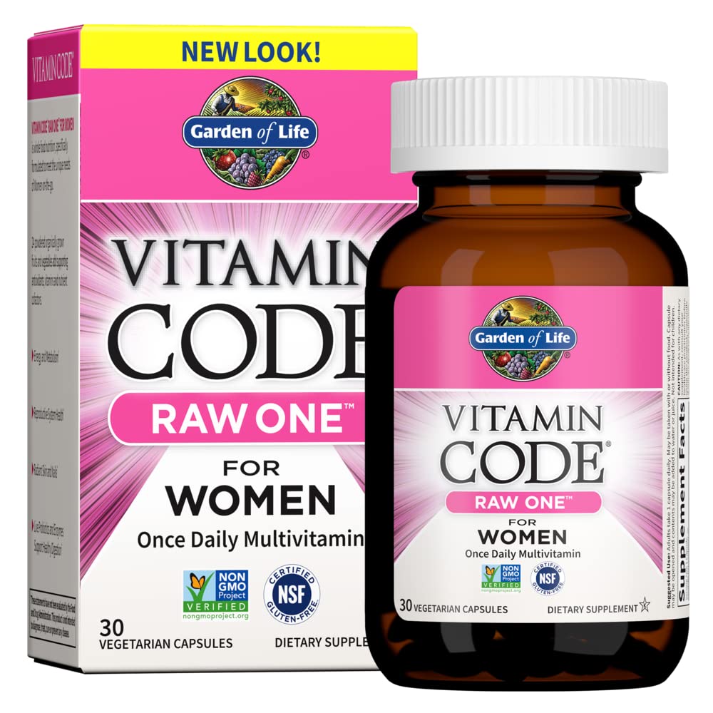 Garden of Life RAW ONE para mujeres, cápsula diaria, apoyo a energía sostenida.