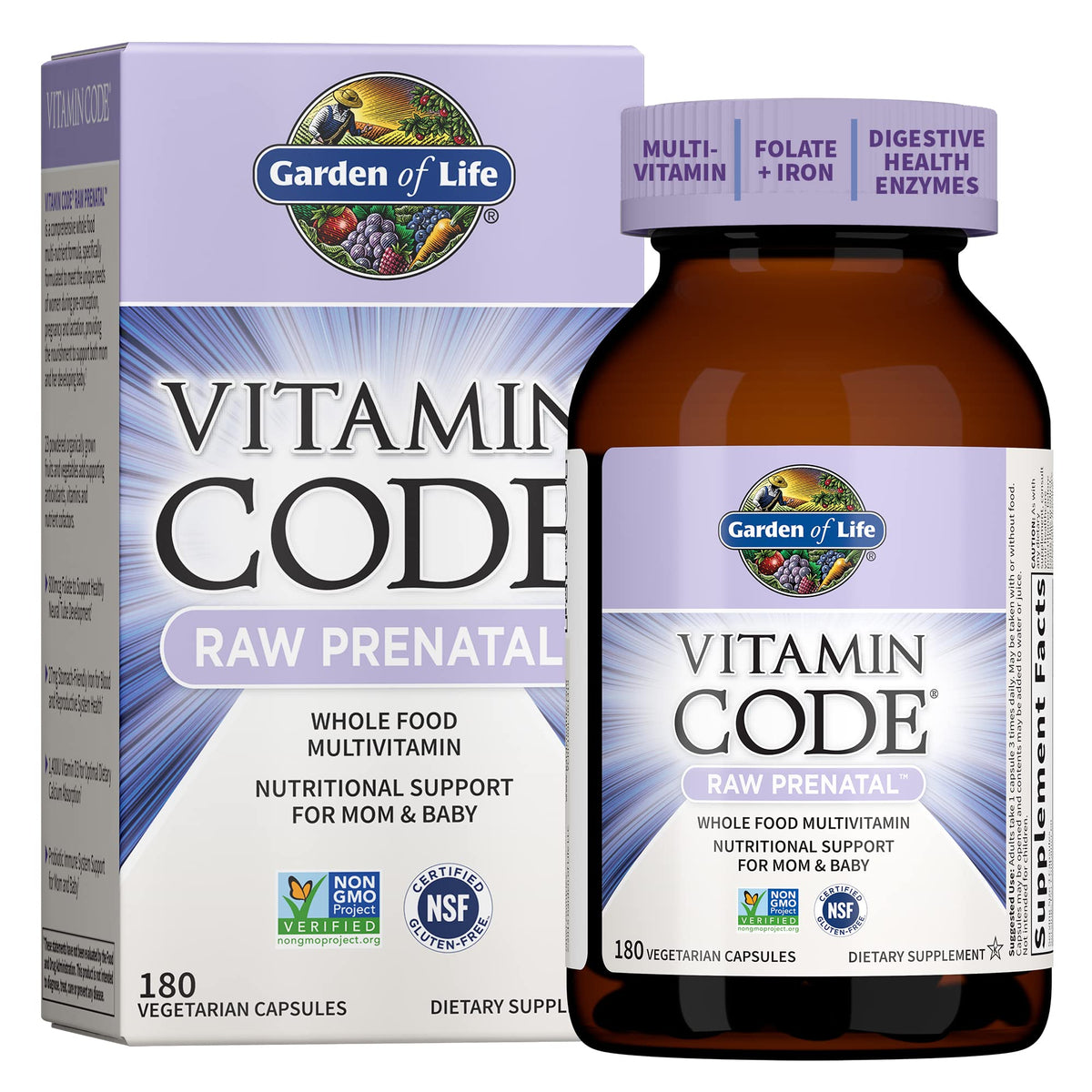 Garden of Life RAW Prenatal frente de botella: posible apoyo al desarrollo neural.