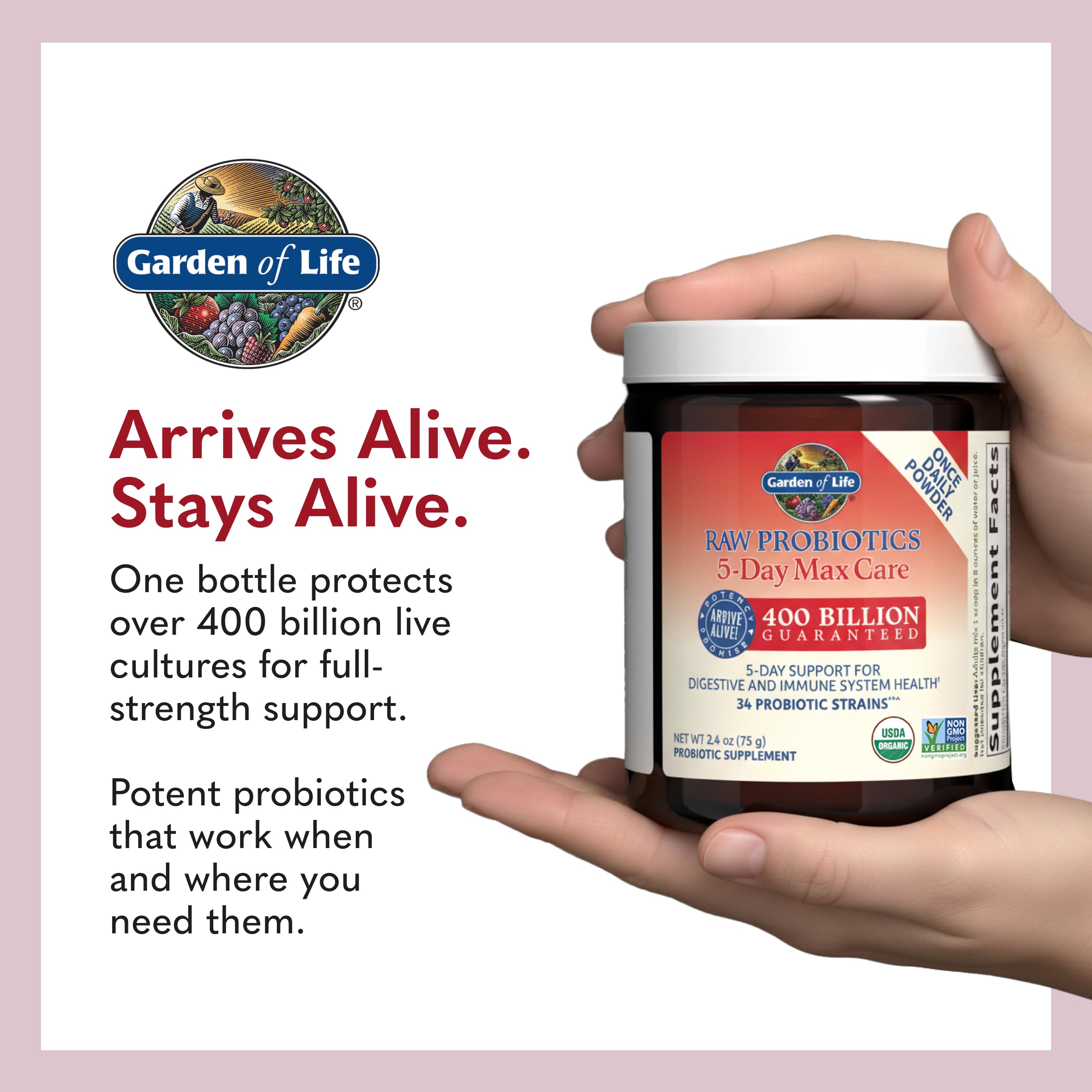 Garden of Life Raw Probiotics 5-Day Max Care, uso diario sencillo y conveniente