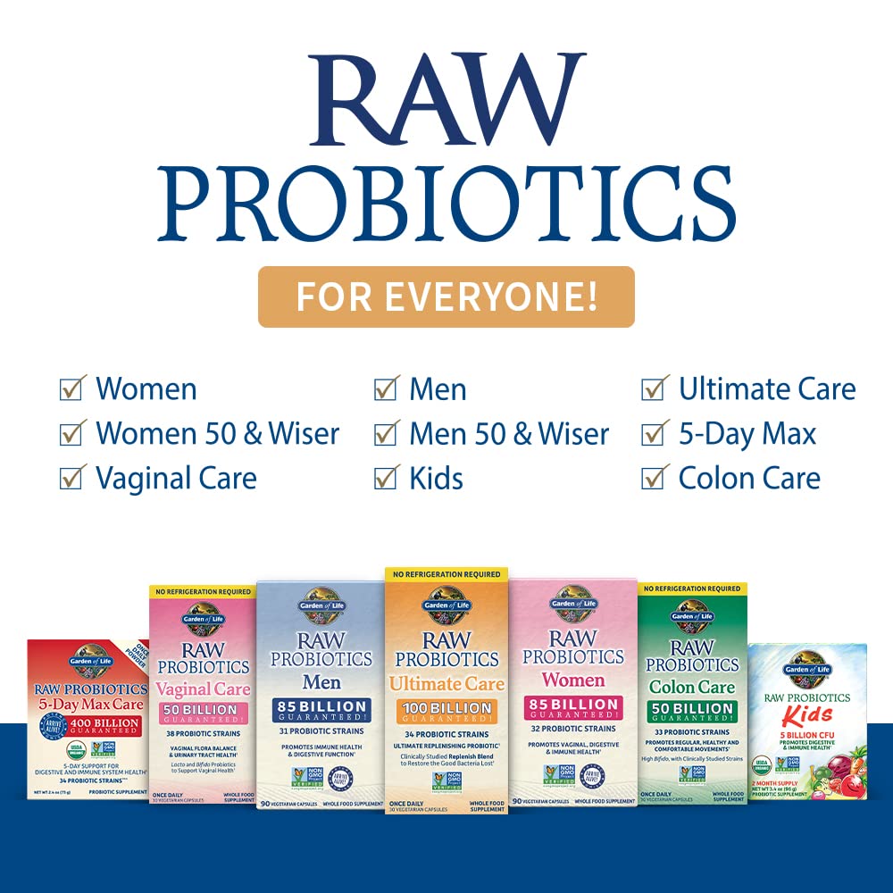 Garden of Life Raw Probiotics Kids, 60-porciones, porción diaria para apoyar la digestión.