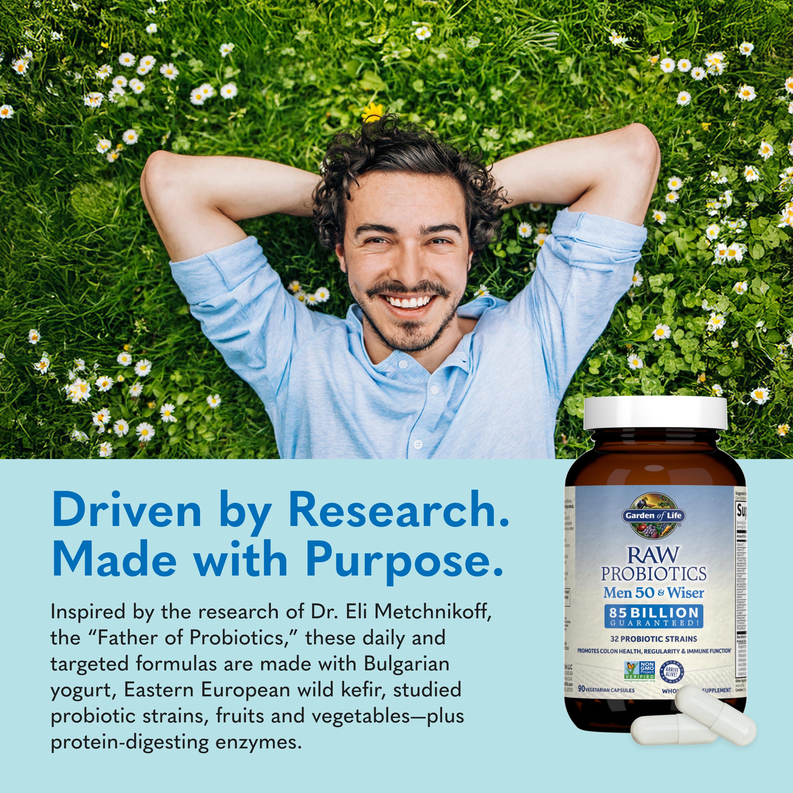 Garden of Life Raw Probiotics Men 50 & Wiser, enzimas digestivas para apoyar la digestión.