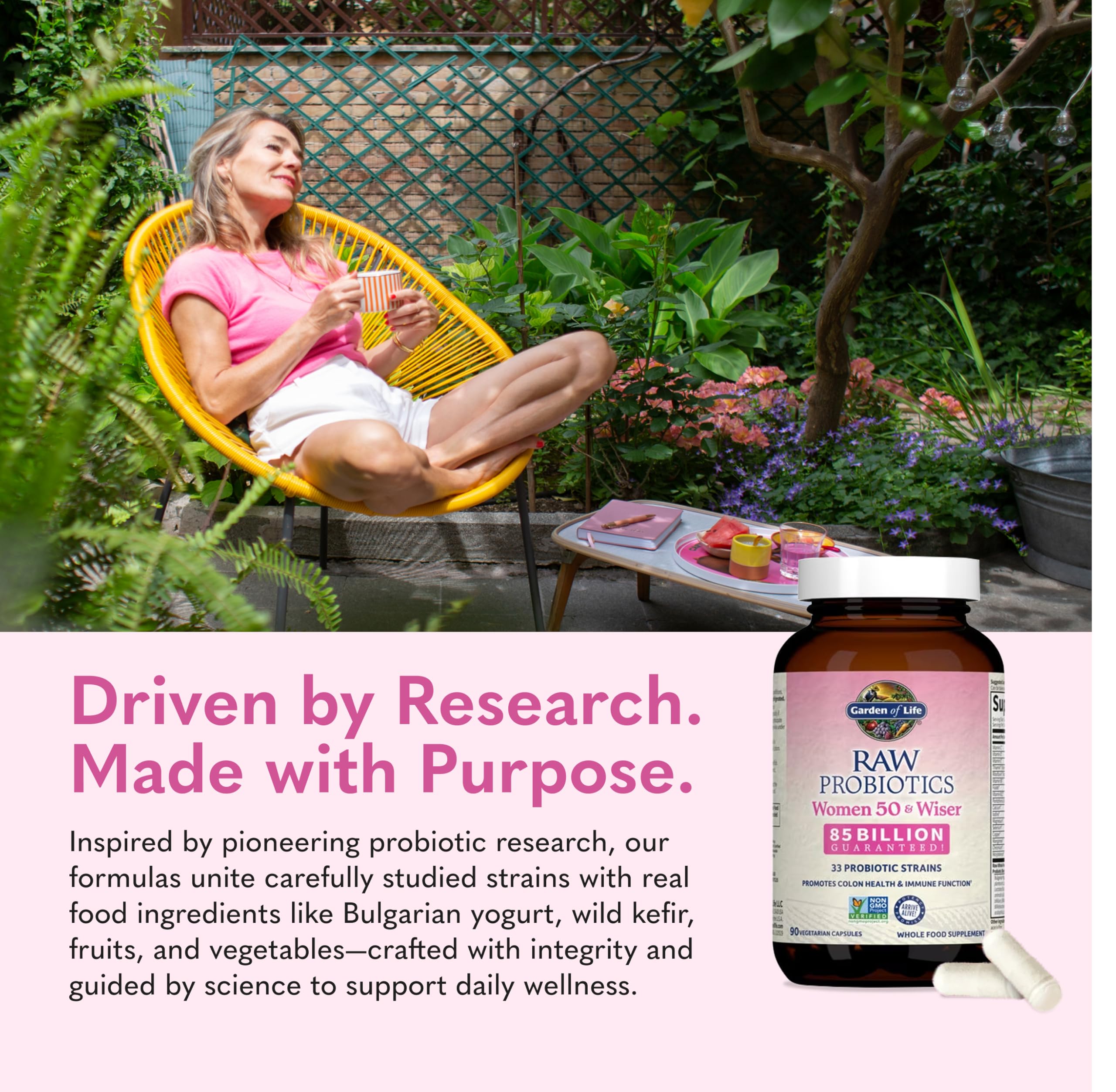 Garden of Life Raw Probióticos Mujeres 50 y Más Sabias: cápsulas vegetarianas para dieta limpia