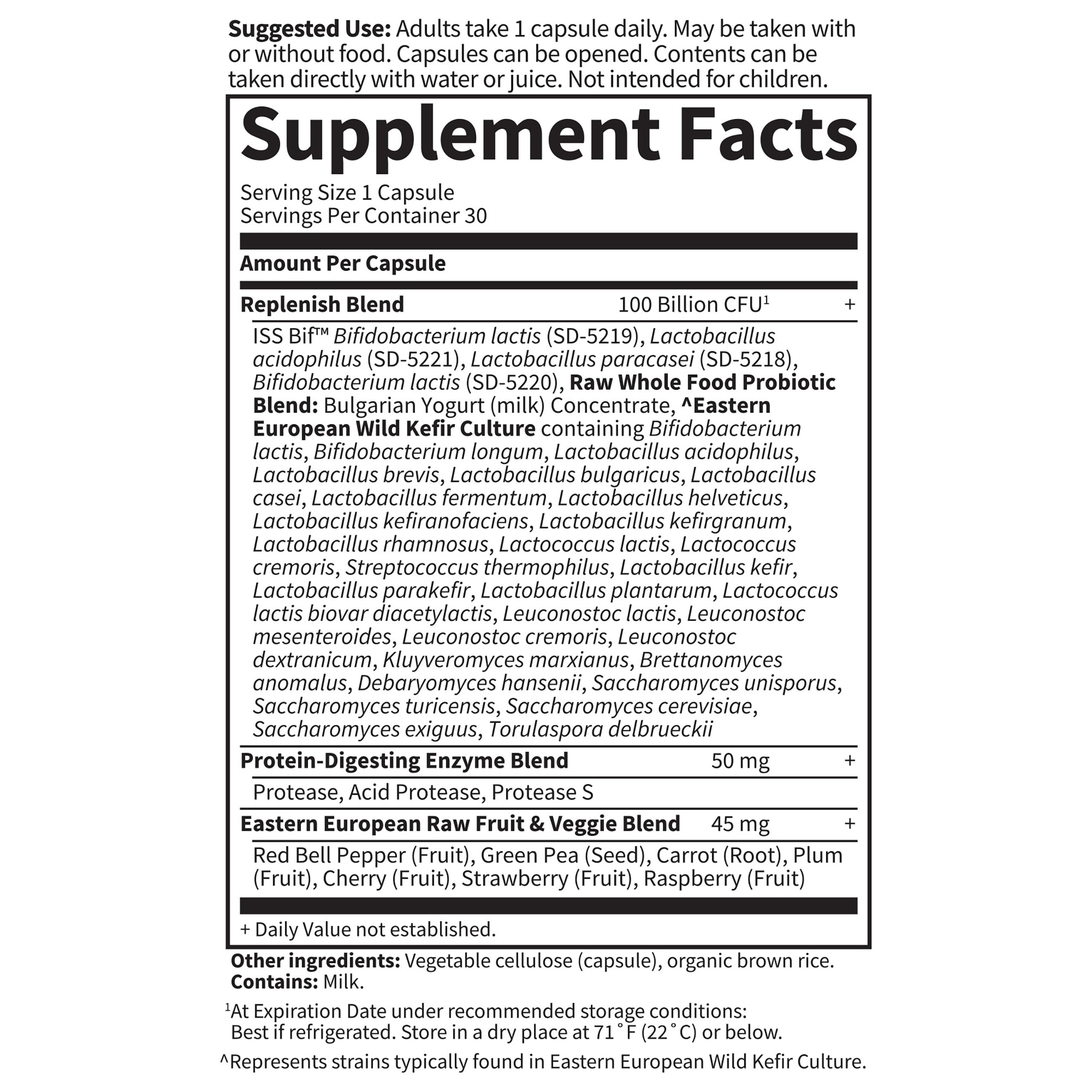 Botella de Garden of Life Raw Probiotics Ultimate Care para uso diario