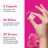 Garden of Life Raw Probiotics Women etiqueta sin modificación genética.