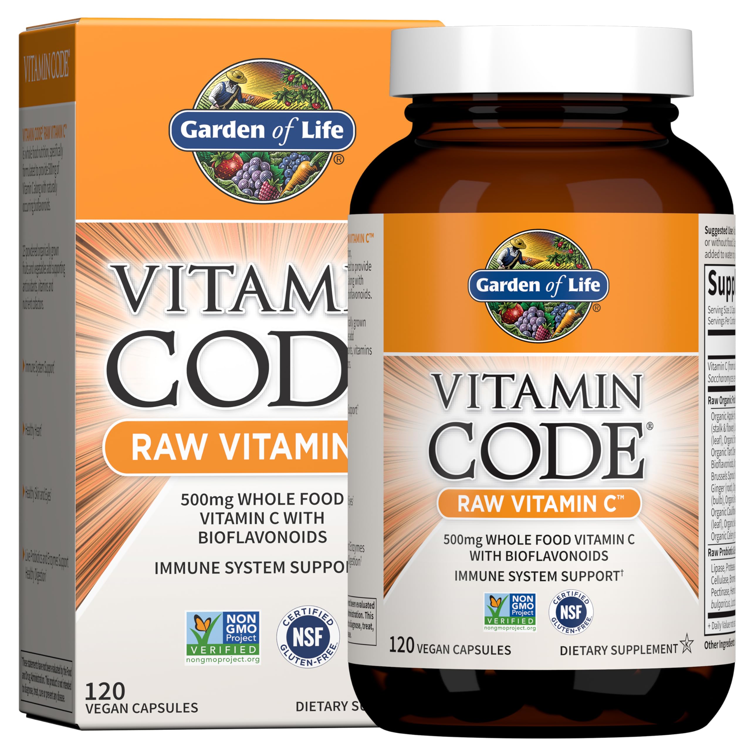 Garden of Life Vitamin Code Raw Vitamin C: cápsulas con 500 mg de vitamina C vegetal