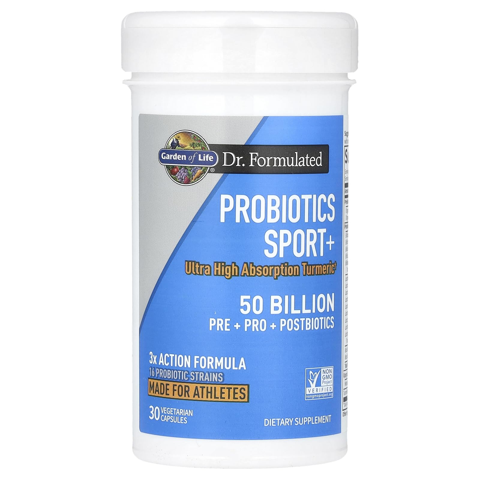 Garden of Life Sport Probiotics frente de la caja con 50 mil millones CFU.