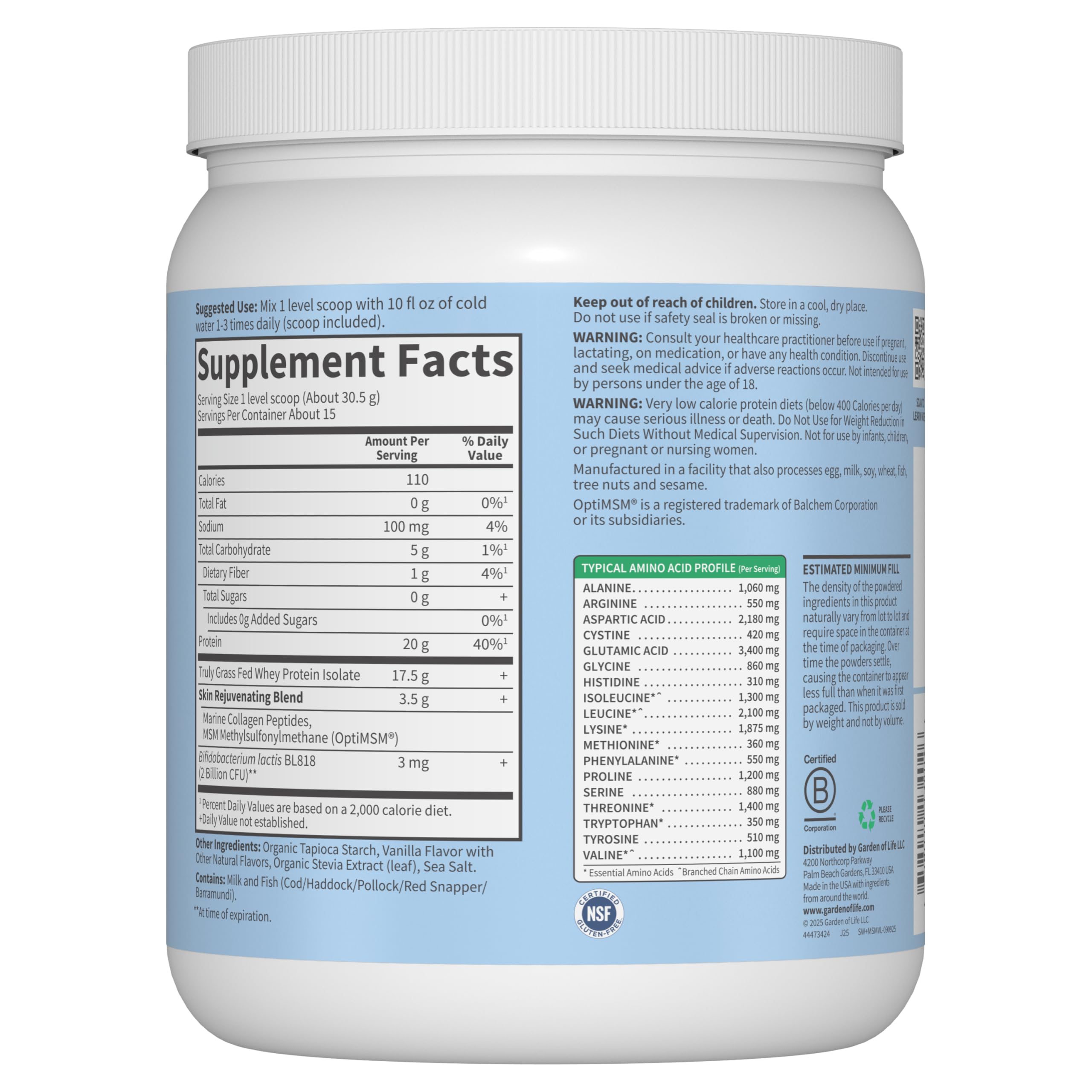 Garden of Life SPORT Whey Vanilla preparación rápida para batidos.