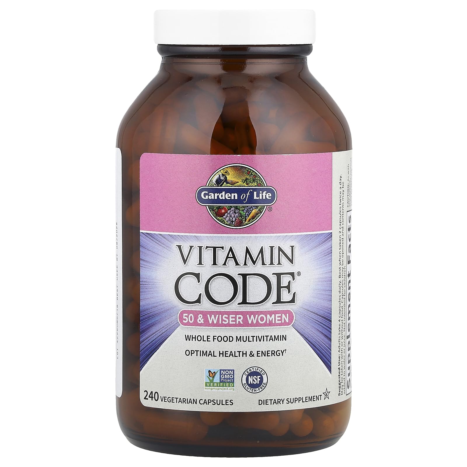 Garden of Life Vitamin Code 50+ Botella de cápsulas: formato práctico.