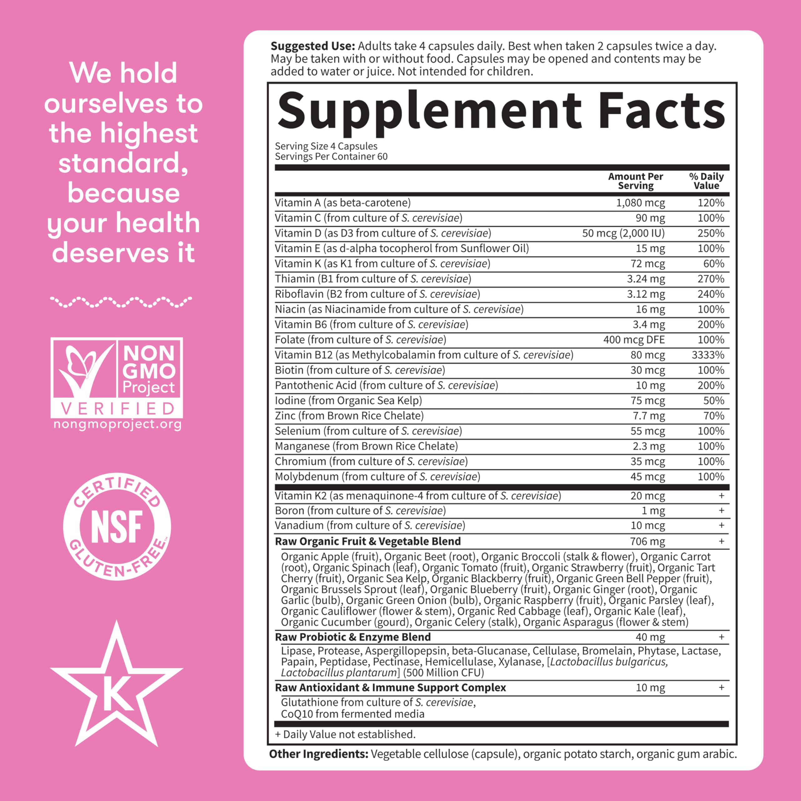 Garden of Life Vitamin Code 50+ Vitamina B12 y D3: apoyo vital diario.