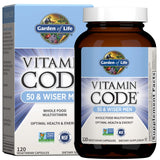 Garden of Life Vitamin Code 50 & Wiser para hombres, cápsulas, apoyo diario para energía sostenida.
