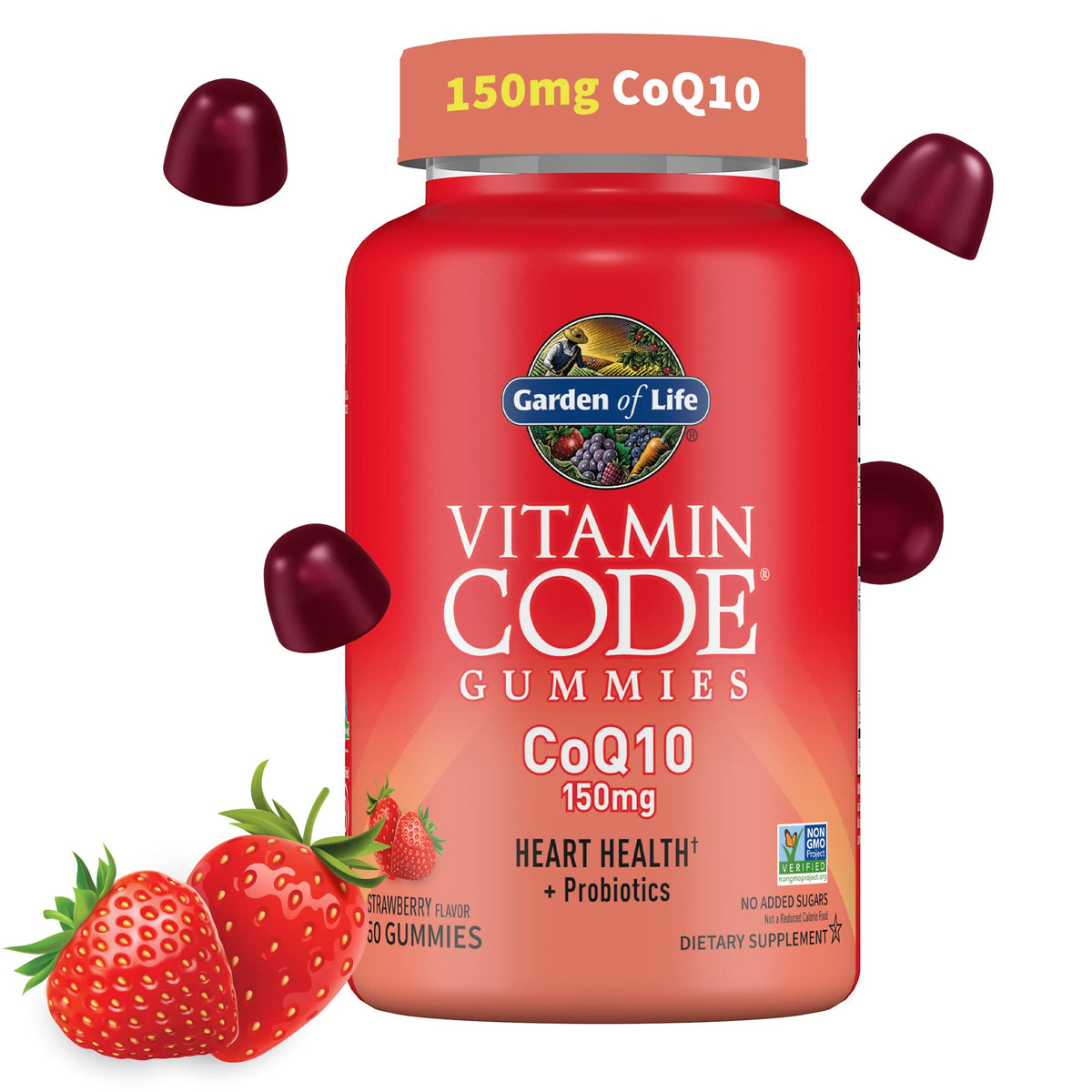 Gomitas de Garden of Life Vitamin Code CoQ10, sabor fresa, apoyo a la salud cardíaca