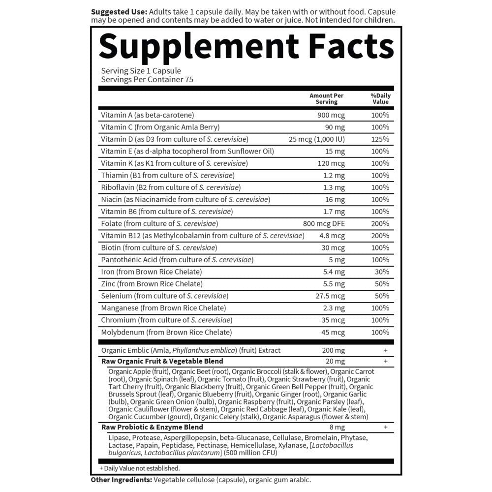 Uso diario de Vitamin Code Raw One, dosis única para conveniencia.