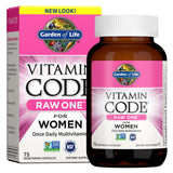 Garden of Life Vitamin Code Raw One para mujeres, cápsulas para energía diaria.