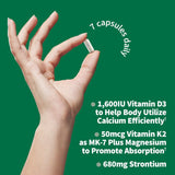 Garden of Life vitamina D3, K2 MK7 y magnesio para absorcion mineral