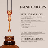 Garden Organics False Unicorn: etiqueta natural destaca pureza y origen.