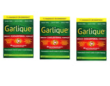 Garlique tabletas frente a la caja, pack de 3 para uso diario cómodo.