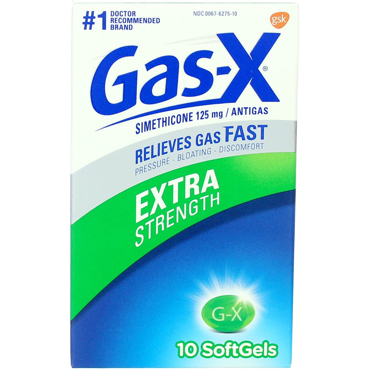 Gas-X: botella de cápsulas para uso diario.